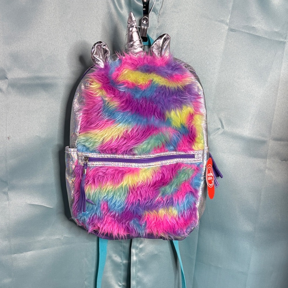 Fuzzy Unicorn Rainbow Backpack